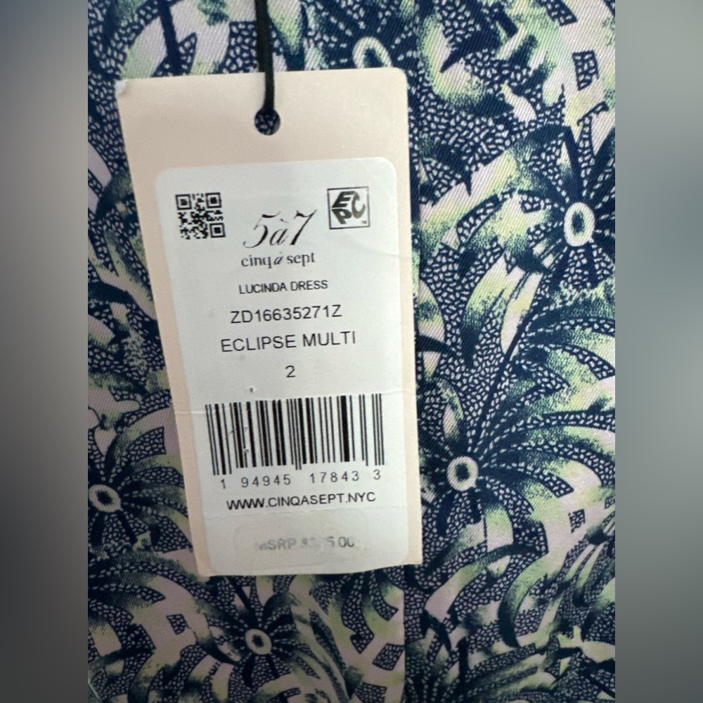 cinq a sept Blue Floral Puff-Sleeve Midi Dress - Picture 11 of 16